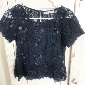 Navy Lace Womens Top